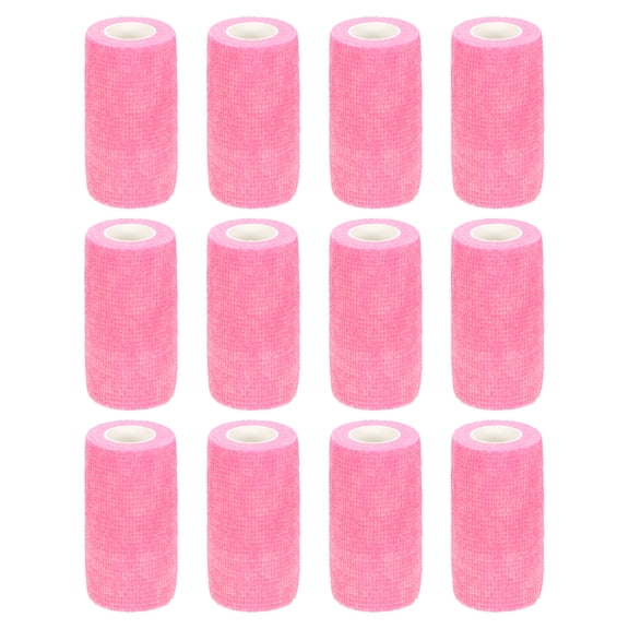 12 Pack Elastic Cohesive Bandage Wrap 4 Inch x 5 Yards Breathable Self Adhesive Athletic Tape Roll Fluorescent Pink