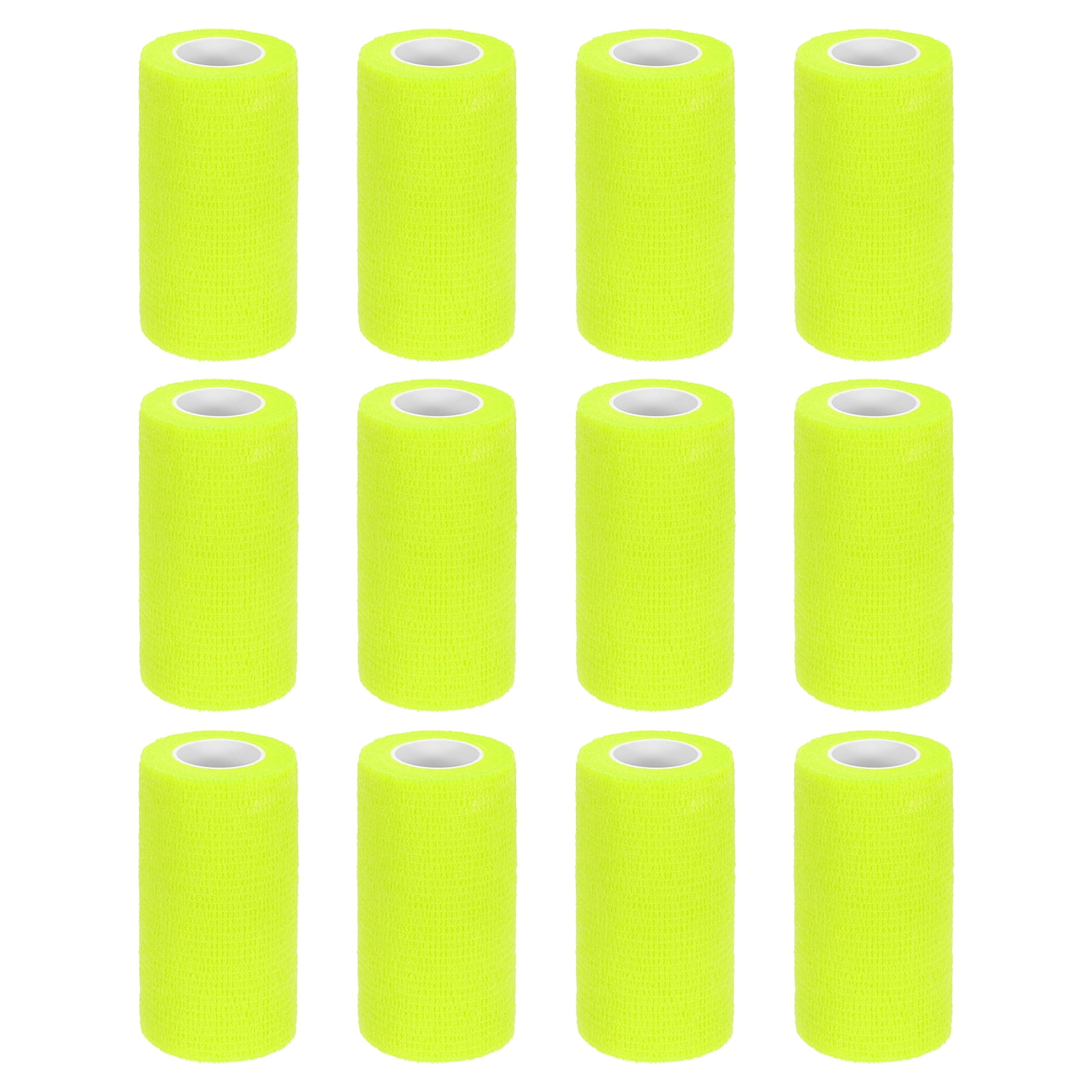 12 Pack Elastic Cohesive Bandage Wrap 4 Inch x 5 Yards Breathable Self Adhesive Athletic Tape Roll Fluorescent Yellow