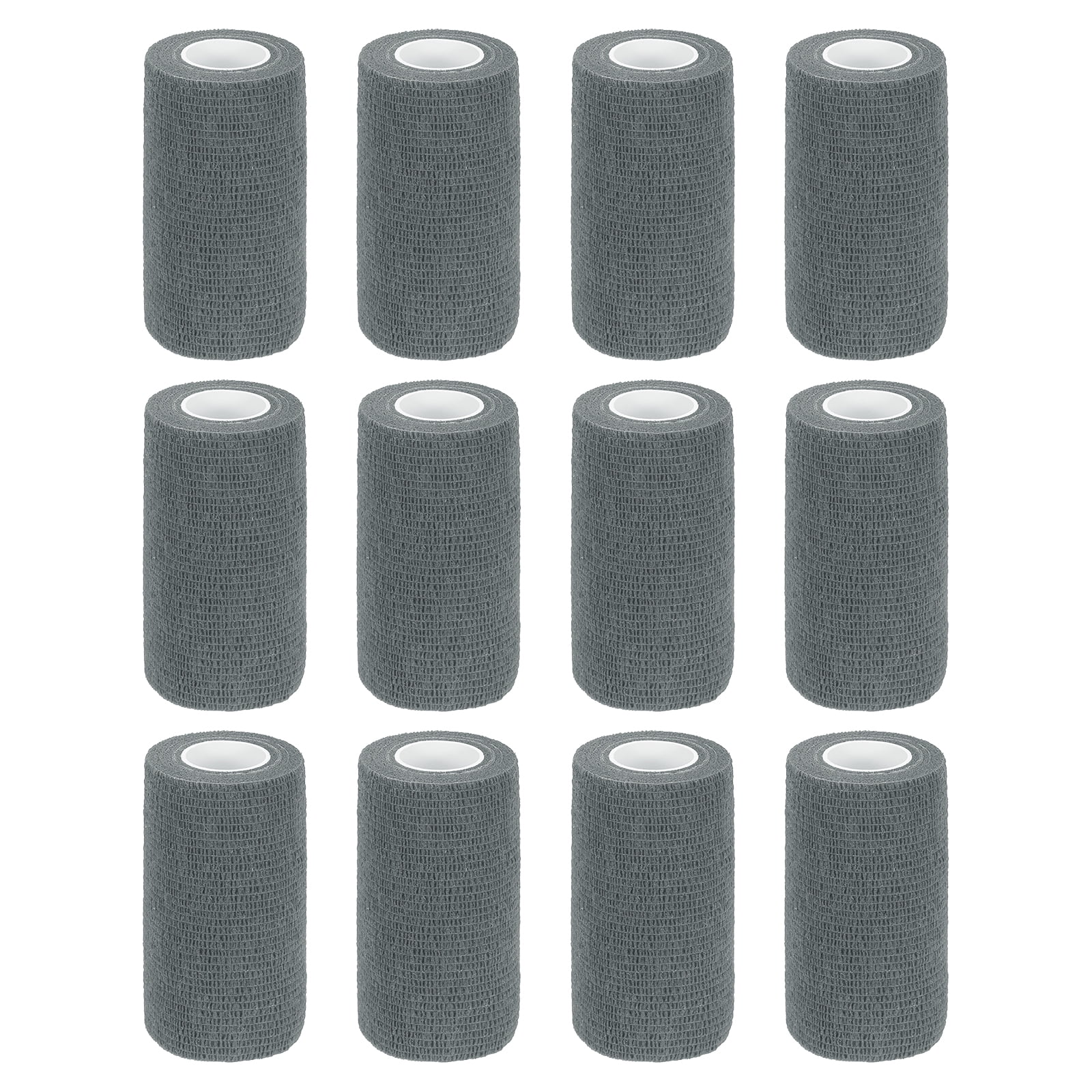 12 Pack Elastic Cohesive Bandage Wrap 4 Inch x 5 Yards Breathable Self Adhesive Athletic Tape Roll Gray