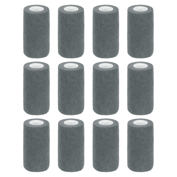 12 Pack Elastic Cohesive Bandage Wrap 4 Inch x 5 Yards Breathable Self Adhesive Athletic Tape Roll Gray