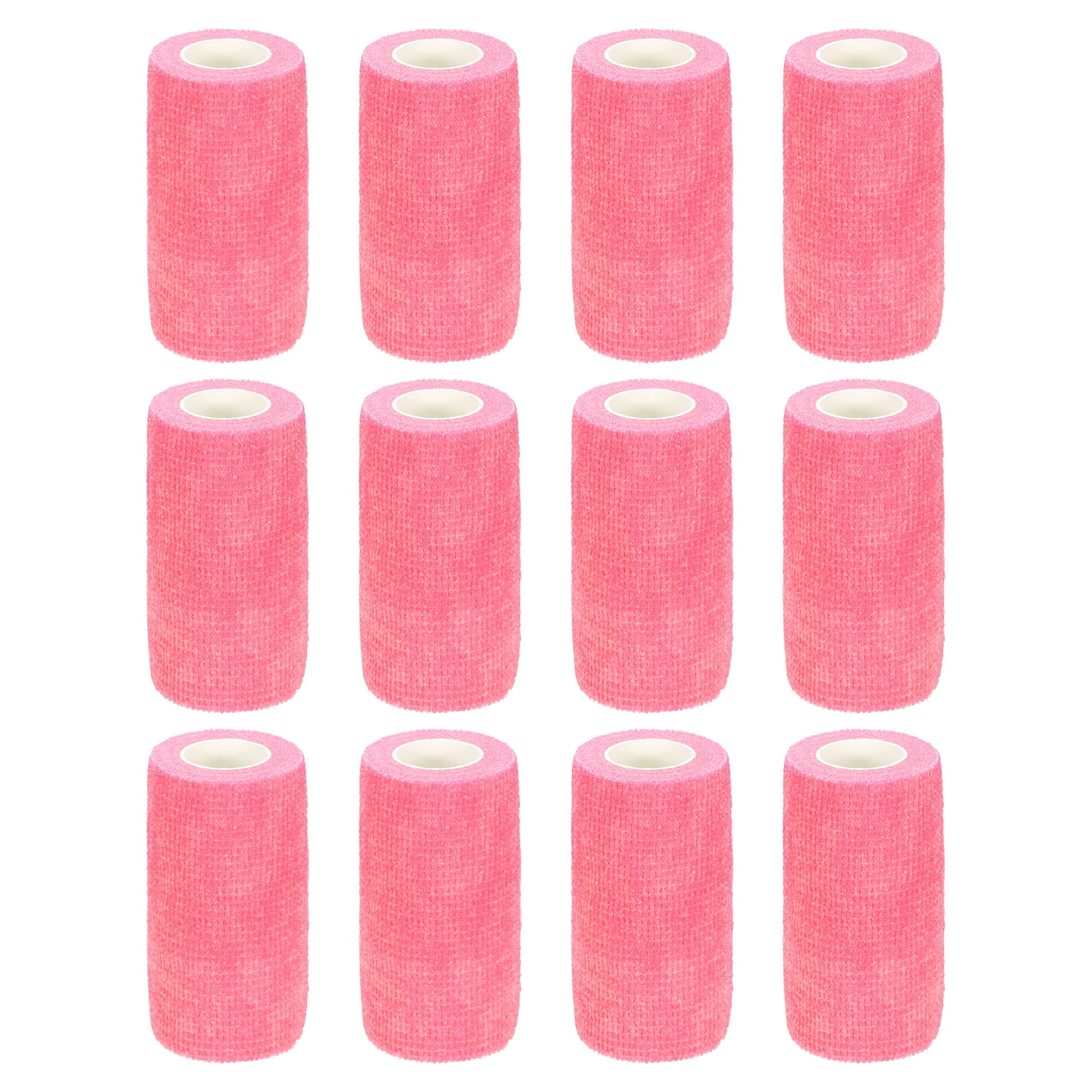 12 Pack Elastic Cohesive Bandage Wrap 4 Inch x 5 Yards Breathable Self Adhesive Athletic Tape Roll Hot Pink