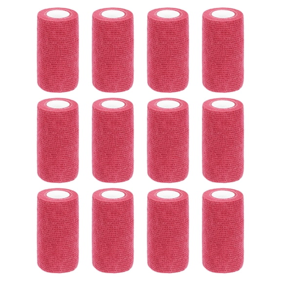 12 Pack Elastic Cohesive Bandage Wrap 4 Inch x 5 Yards Breathable Self Adhesive Athletic Tape Roll Light Pink