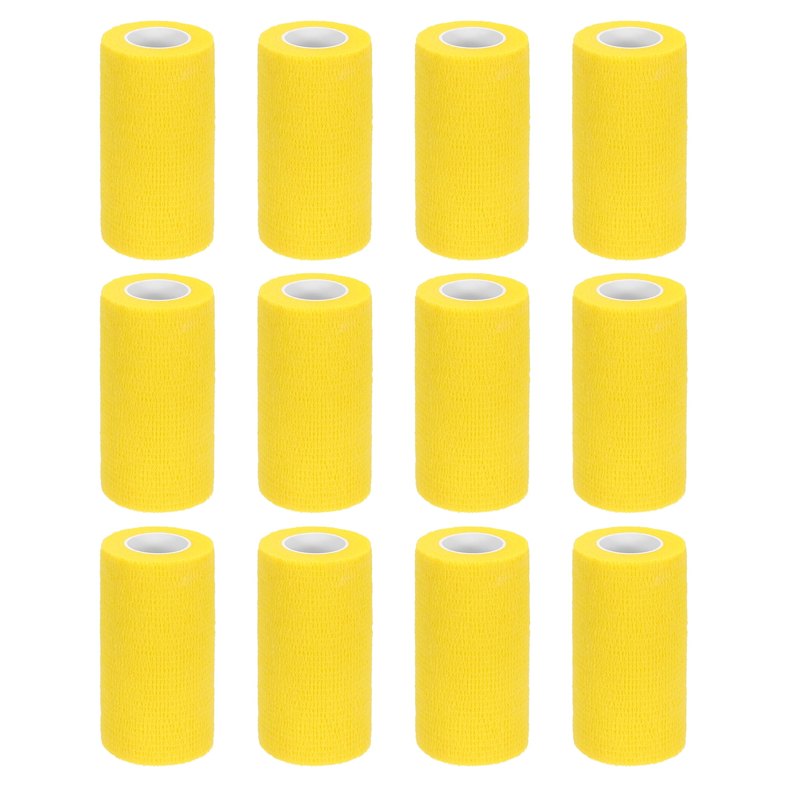 12 Pack Elastic Cohesive Bandage Wrap 4 Inch x 5 Yards Breathable Self Adhesive Athletic Tape Roll Yellow