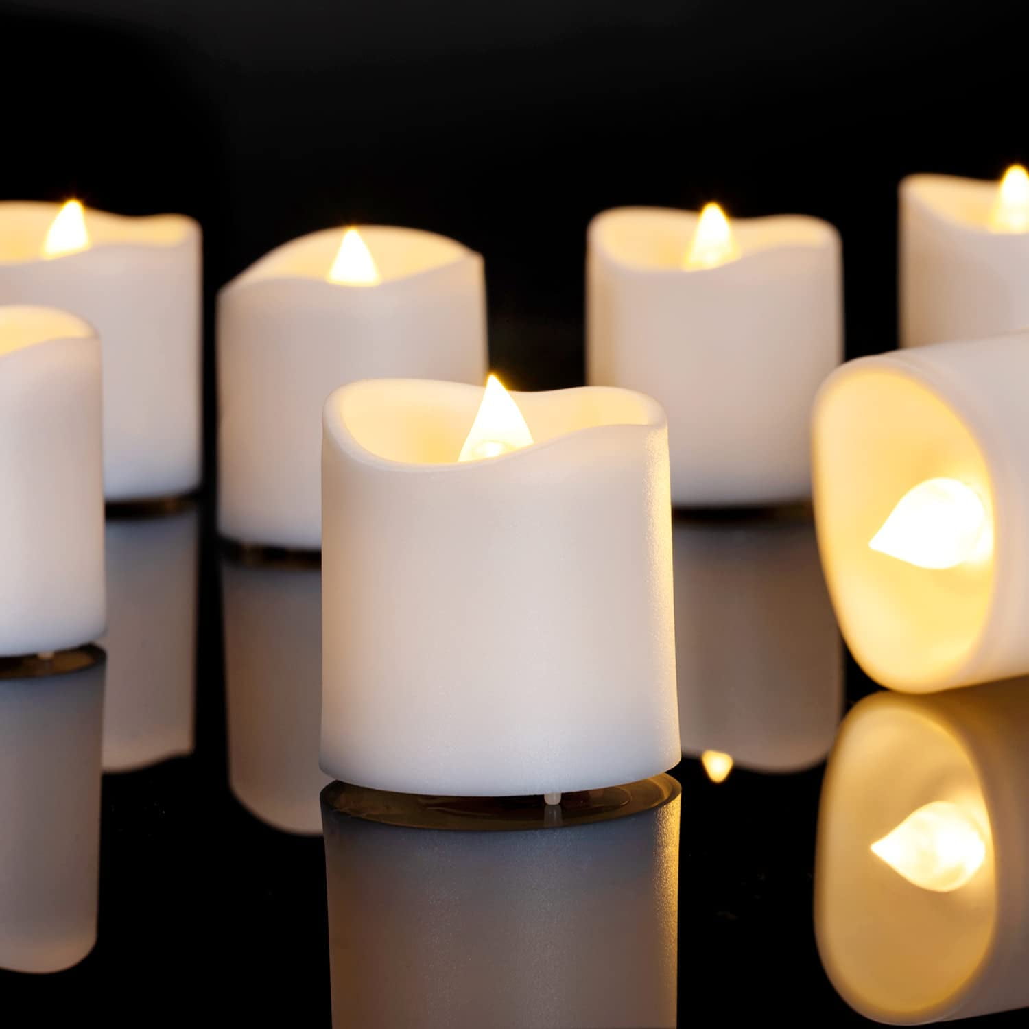 12Pack Elegance Flameless LED Votive Candles, 200+ Hours Lasting Battery Operated Tealights in