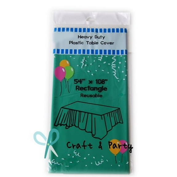 (12 Pack) Emerald Green Premium Rectangle Heavy-Duty Plastic Table Covers (Reusable)