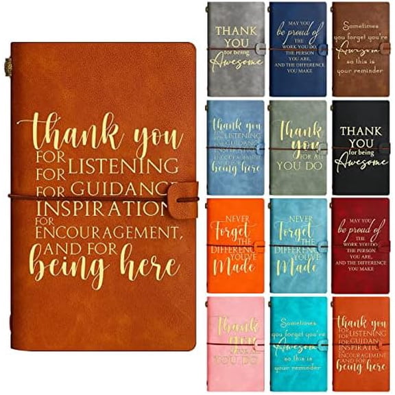12 Pack Employee Appreciation Gifts Bulk Thank You Gift Leather Journals Inspirational Notebook for Vet Tech Medical Assistant Women Men Employee Coworker Staff Teacher Nurse Volunteer