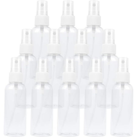 12 Pack Empty Transparent Plastic Fine Mist Spray Bottle 60 ml (2 oz)