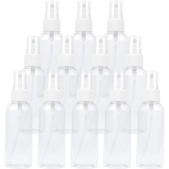12 Pack Empty Transparent Plastic Fine Mist Spray Bottle 60 ml (2 oz)