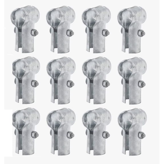 12 Pack End Rail T Clamps, 1-3/8" x 1-3/8" Galvanized Steel Chain Link Fence T Clamp, Bolts & Nuts Included