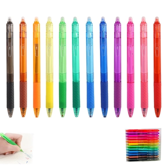 12 Pack Erasable Gel Pens – Multi-Color Retractable 0.7mm Fine Point ...
