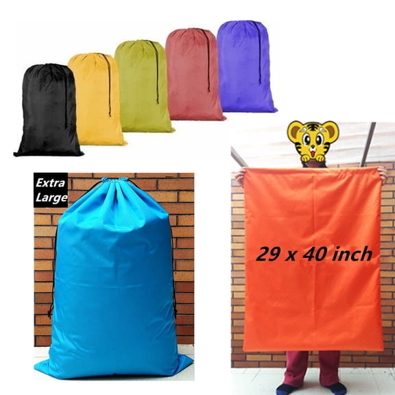 12 Pack Extra Large 29" X 40" Nylon Washable Laundry Bag, Heavy Duty Hamper Drawstring, Assorted Colors