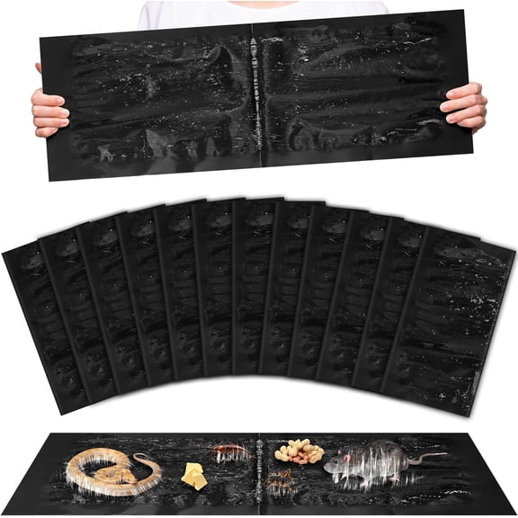 12 Pack Extra Large Sticky Rats Traps Insect Glue Traps Boards for Cricket Snake Mice Scorpion Spider Centipede Roach Sticky Bugs Trap for Indoor Basement Bathrooms and Garage Pet and Kids Safe