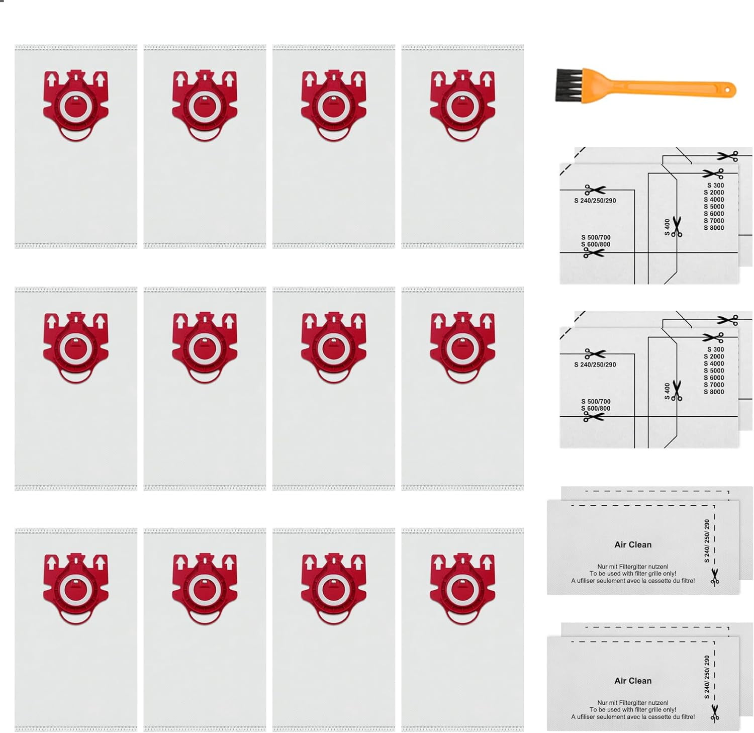 12 Pack FJM Vacuum Bags Compatible with Miele FJM Bags AirClean 3D