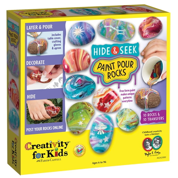 Faber-Castell Hide & Seek Paint Pour Rocks Kit, 12 Pack
