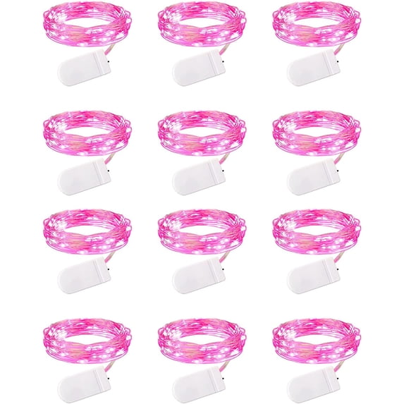 12 Pack Fairy Lights Battery Operated String Lights 6.6ft 20 Led Waterproof Silver Wire Light for DIY Party Wedding Christmas Valentines Day Decoration