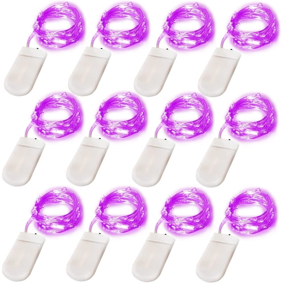 12 Pack Fairy Lights Battery Operated String Lights 7FT 20LED Christmas Lights Silver Wire Jar Lights for Wedding Birthday Party Ceremony Thanksgiving Decoration, Pink