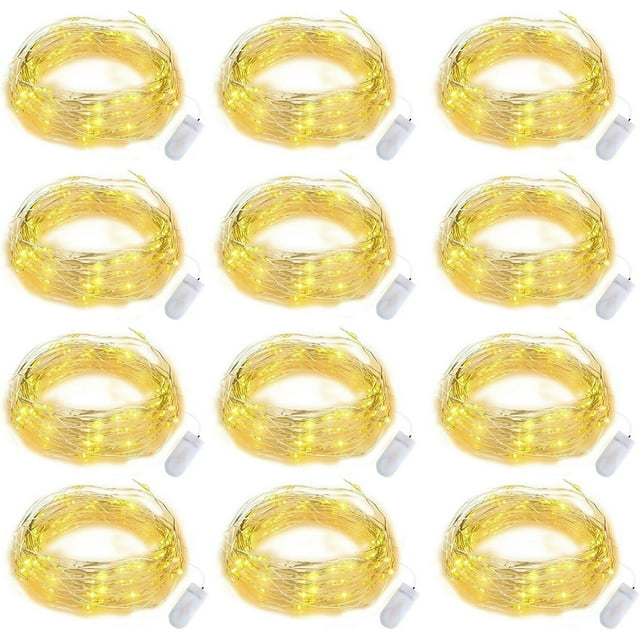 【12 Pack】Fairy Lights Battery Operated with Timer, 7FT 20LED String
