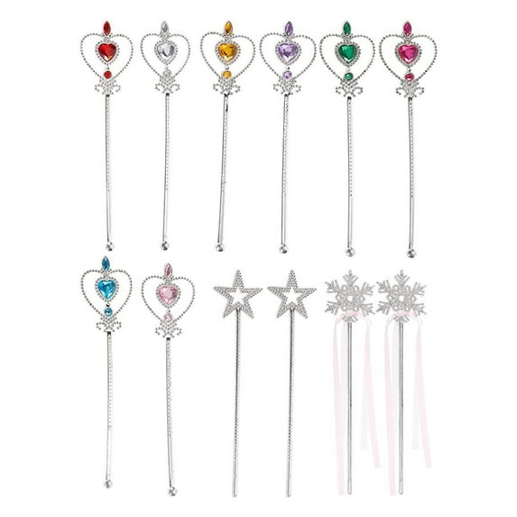 12 Pack Fairy Princess Wand for Girls, Party Favors for Kids, Dress Up Accessories, For Ages 3-14