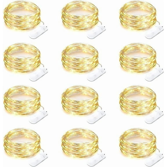 12 Pack Fairy String Lights 7 Feet 20 Led Waterproof Silver Wire Firefly Starry Moon Lights for Bedroom DIY Party Wedding Patio Christmas