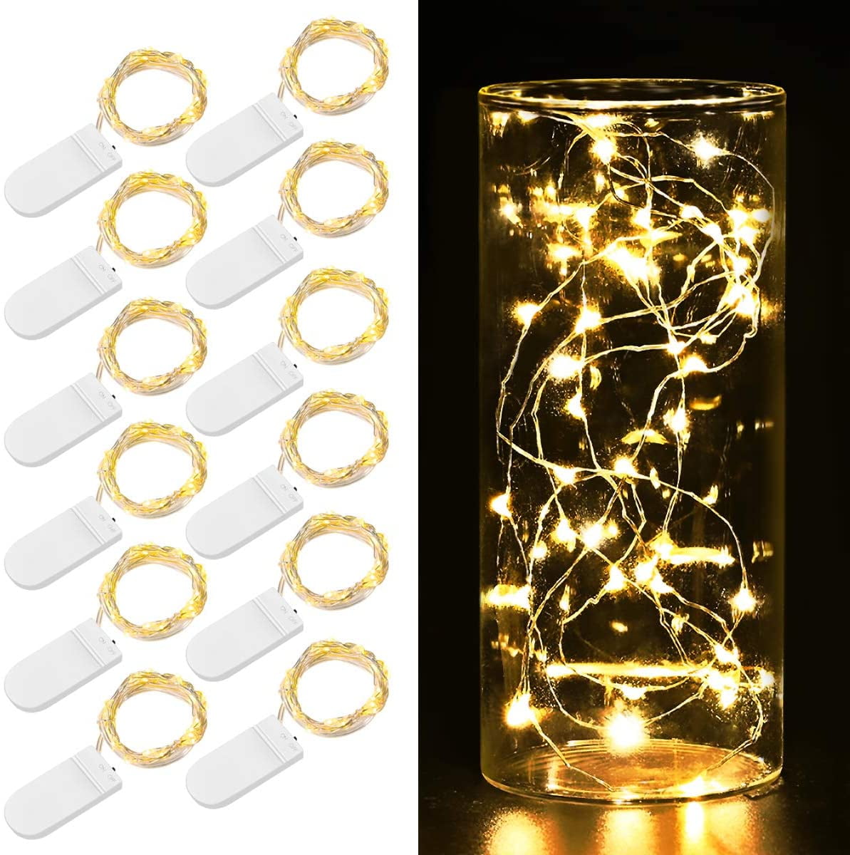 12 Pack Fairy String Lights, Fairy Lights Battery Operated, 10ft 30LED