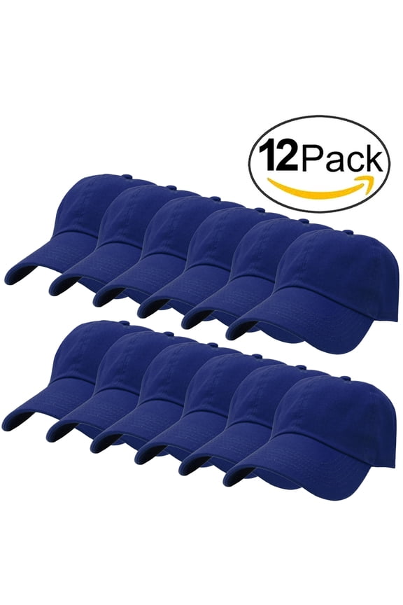 12-Pack Falari Baseball Cap Hat 100% Cotton Adjustable Size
