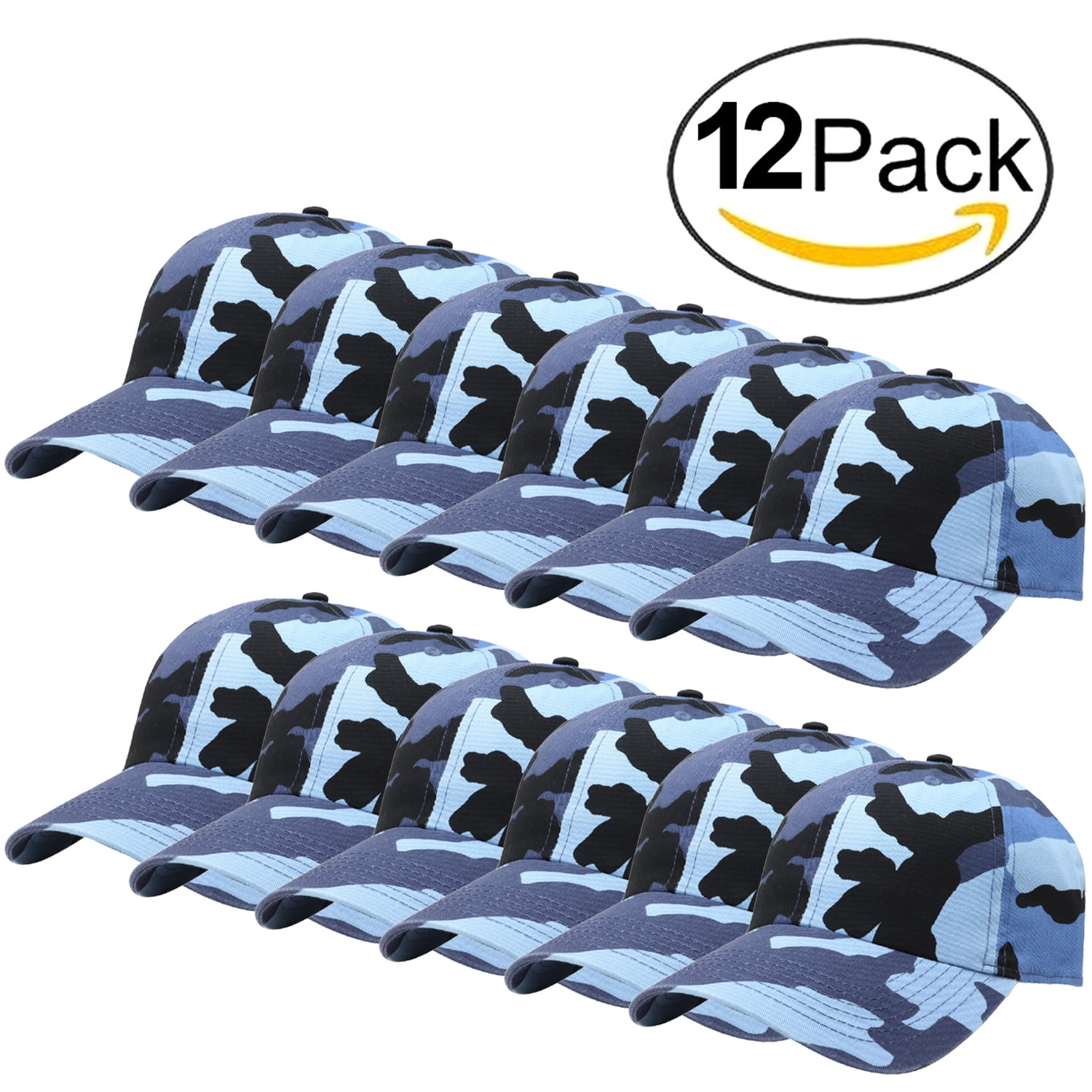 12-Pack Falari Baseball Cap Hat 100% Cotton Adjustable Size