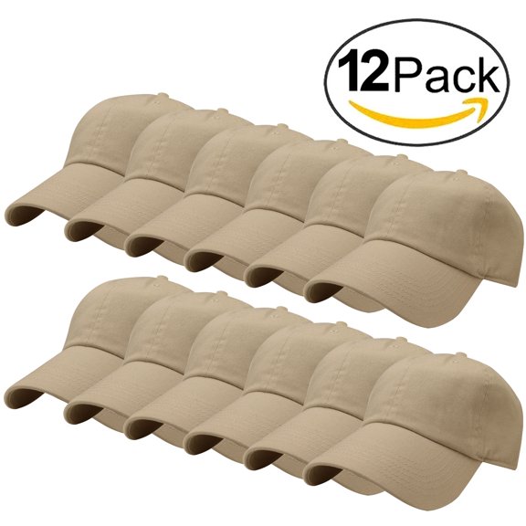 12-Pack Falari Baseball Cap Hat 100% Cotton Adjustable Size