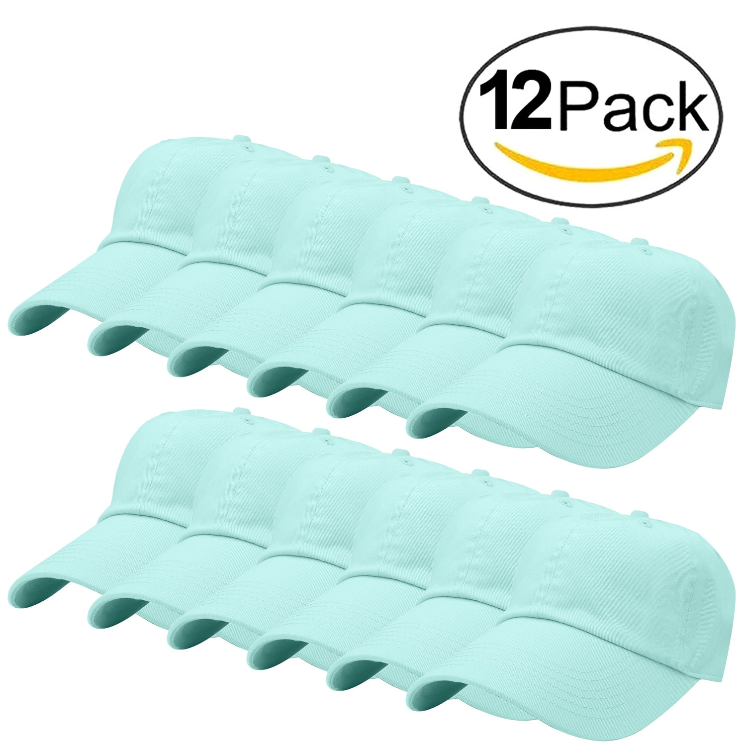 12-Pack Falari Baseball Cap Hat 100% Cotton Adjustable Size