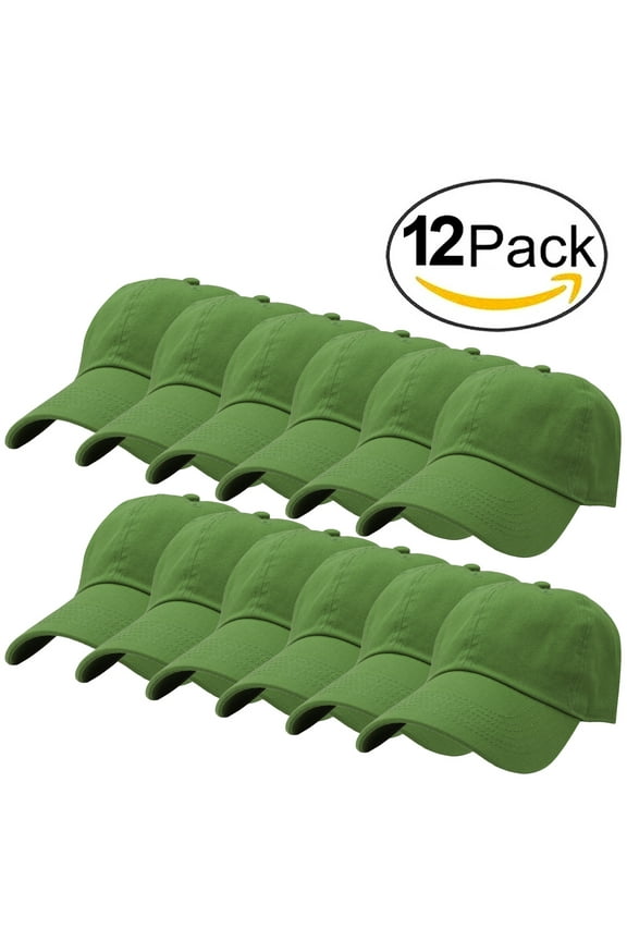 12-Pack Falari Baseball Cap Hat 100% Cotton Adjustable Size
