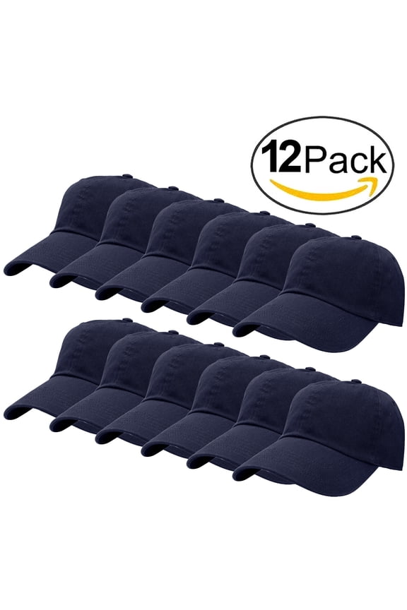 12-Pack Falari Baseball Cap Hat 100% Cotton Adjustable Size