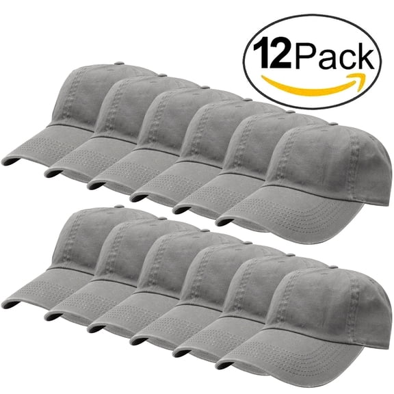 12-Pack Falari Baseball Cap Hat 100% Cotton Adjustable Size