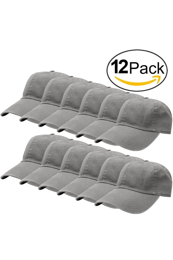 12-Pack Falari Baseball Cap Hat 100% Cotton Adjustable Size