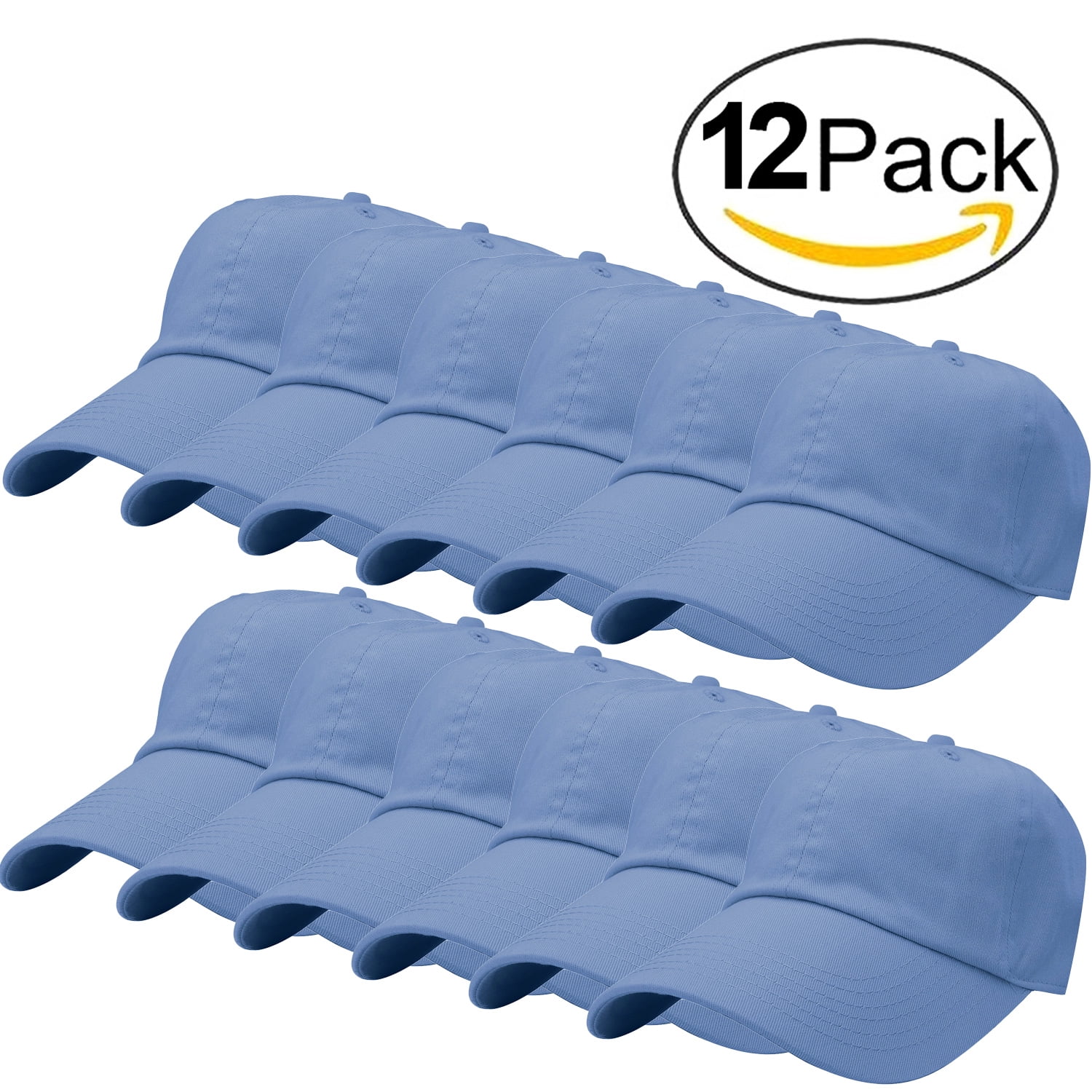 12-Pack Falari Baseball Cap Hat 100% Cotton Adjustable Size