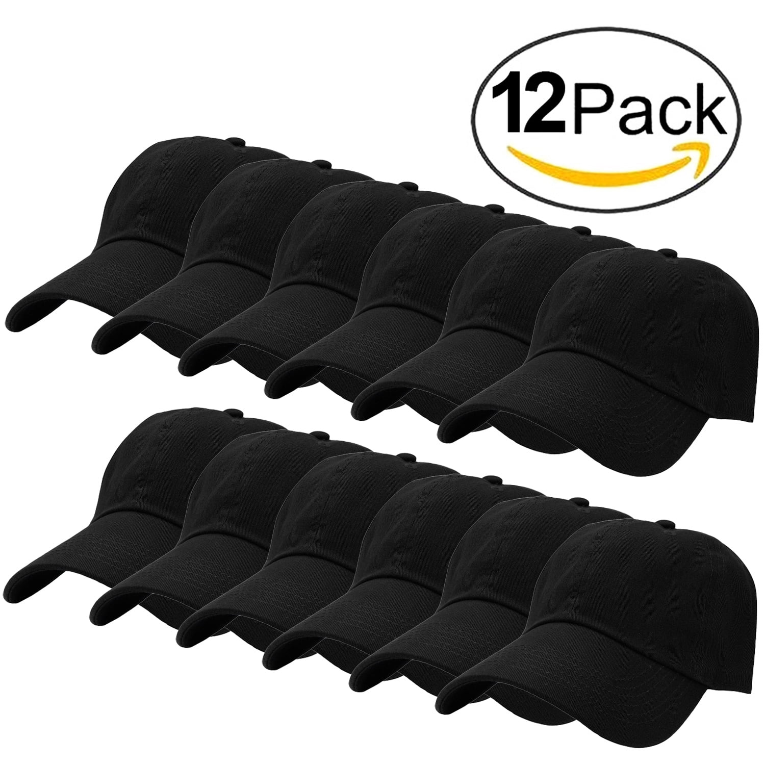 12-Pack Falari Baseball Cap Hat 100% Cotton Adjustable Size