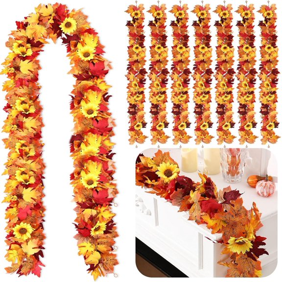 12 Pack Fall Leave Garland 5.7 ft Vines Orange
