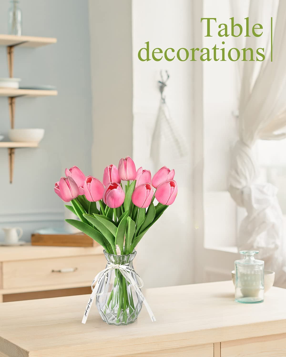 12 Pack Faux Tulips Artificial Flowers Arrangement Bouquet for Home