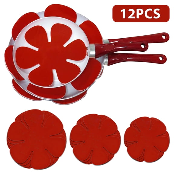12-Pack Felt Pot and Pan Protectors, Cookware Separator Pads in 3 Sizes, Thick Pan Protectors for Stacking Pots, Pans and Kitchenware