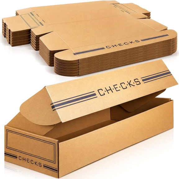 12 Pack File Check/deposit Slip Storage Box, Standard Setup, Attached Flip Top Lid, 4 x 9 x 24 Inches, Lightweight, Stackable for File, Check, Deposit, Office Filing Organization