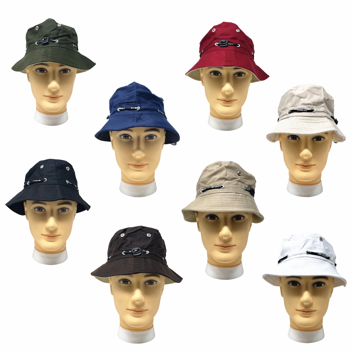 12 Pack Fishing Bucket Hat Cap Boonie Brim Summer Sun Camping Assorted Colors