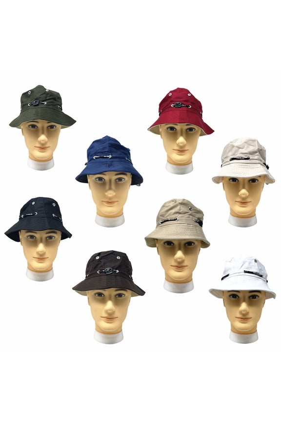 12 Pack Fishing Bucket Hat Cap Boonie Brim Summer Sun Camping Assorted Colors