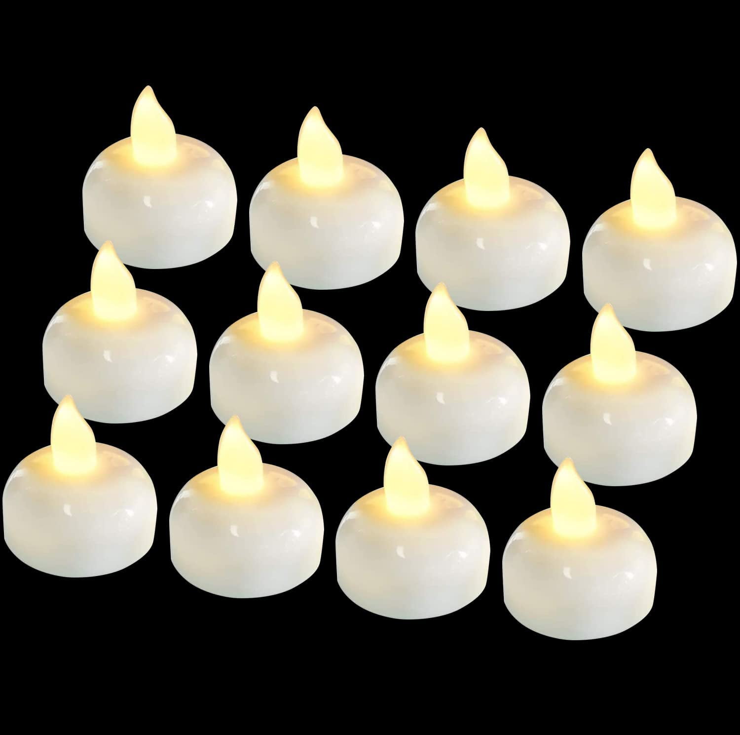 12Pack Flameless Floating Tealights Battery Operated Flickering Tea