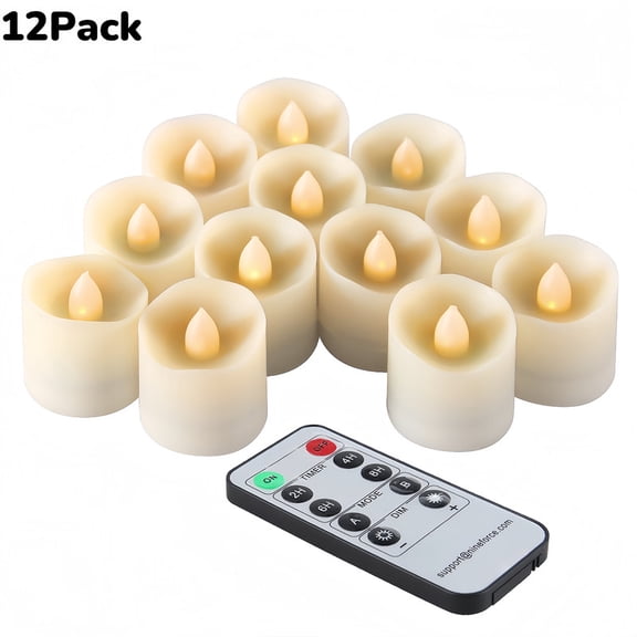 12 Pack Flameless LED Candles with Timer Remote Control - Realistic Flickering Battery Tea Lights for Holiday Decorations & Home