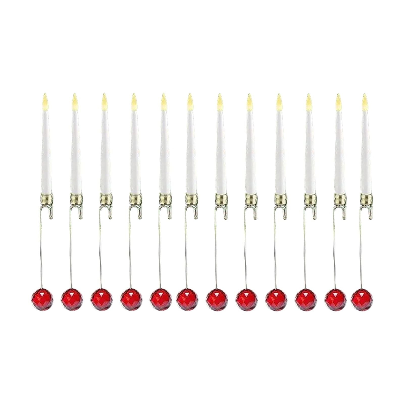12-Pack Flameless Taper Candles for Christmas Tree - LED Candles with Remote and Crystal Hooks,C