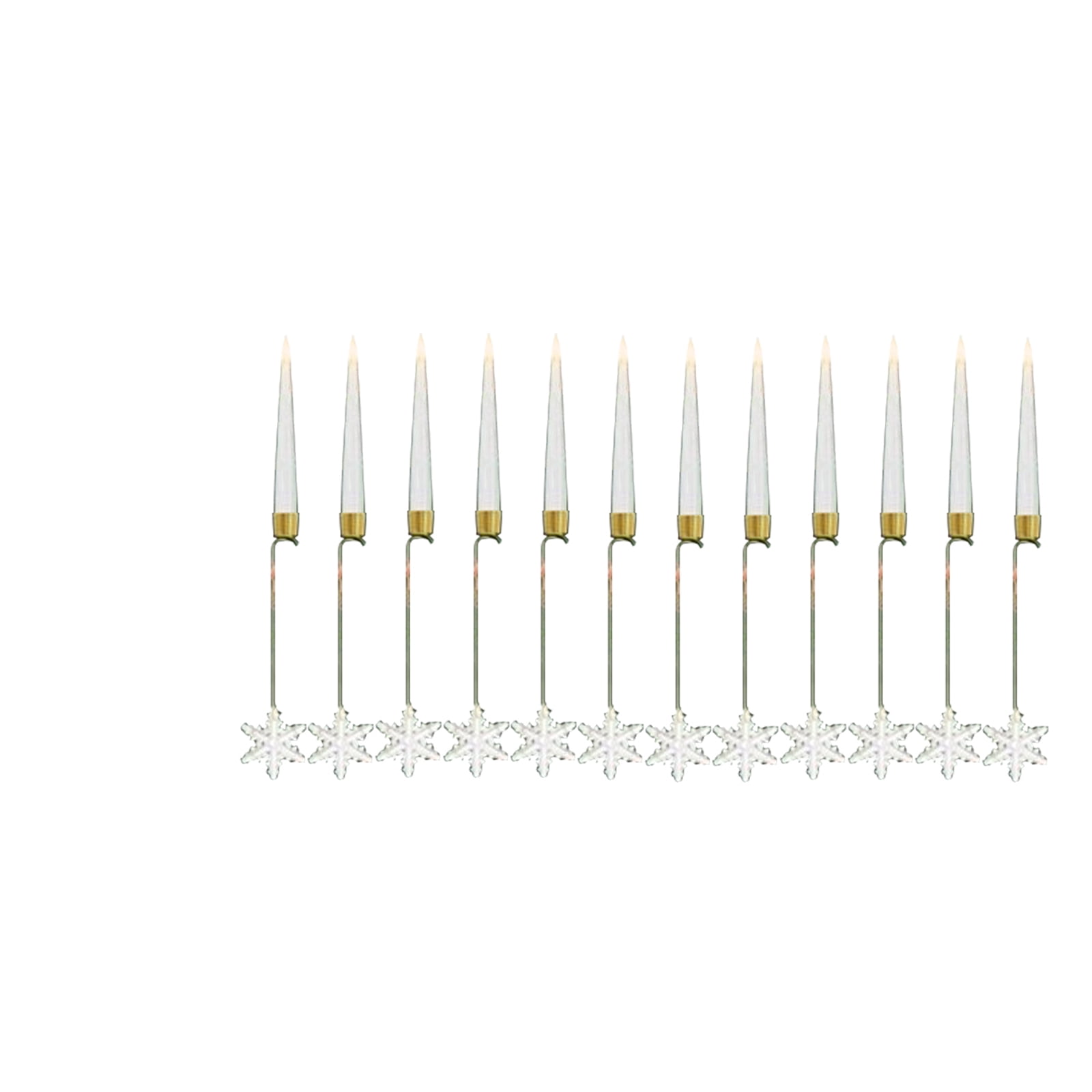 12-Pack Flameless Taper Candles for Christmas Tree - LED Candles with Remote and Crystal Hooks,D