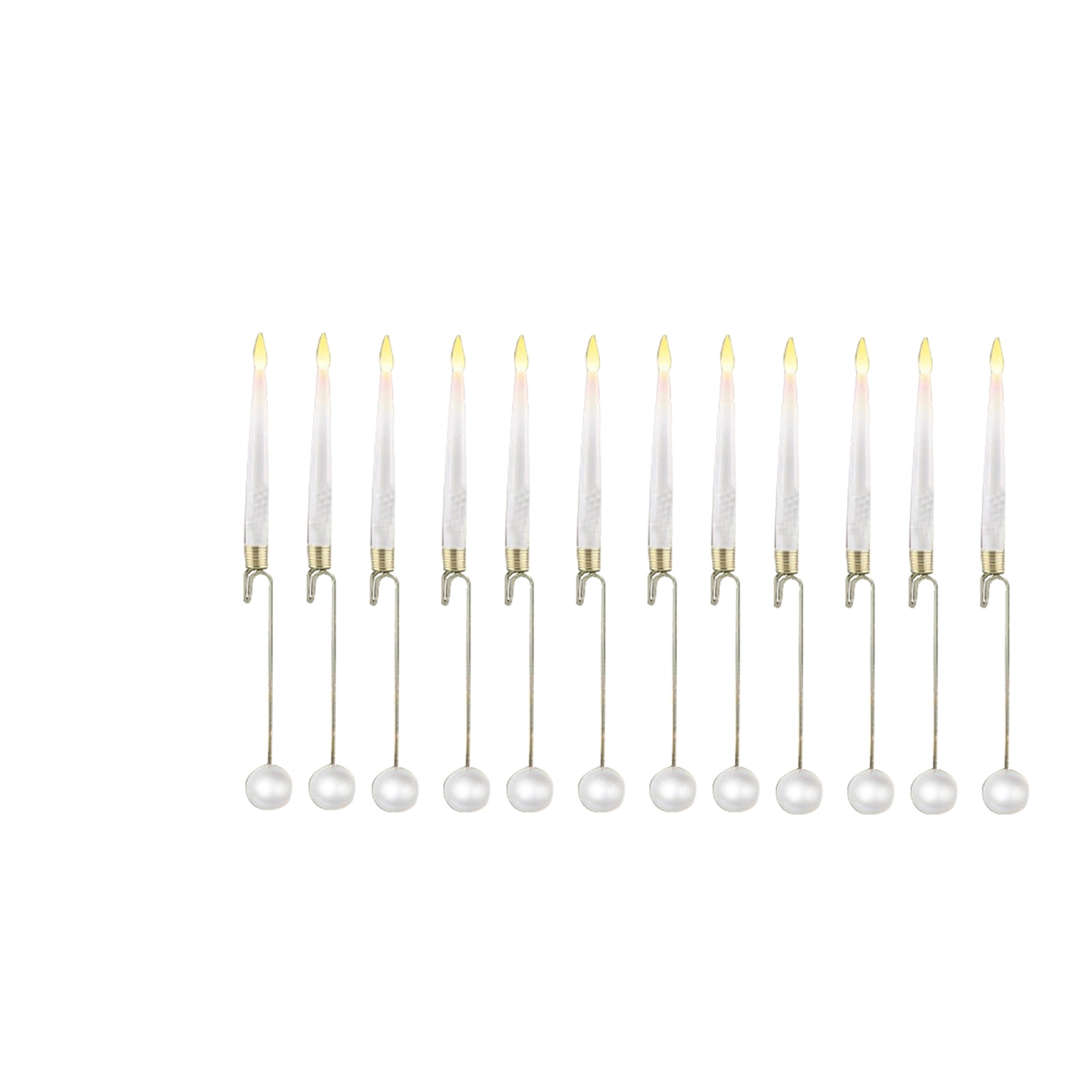 12-Pack Flameless Taper Candles for Christmas Tree - LED Candles with Remote and Crystal Hooks,E
