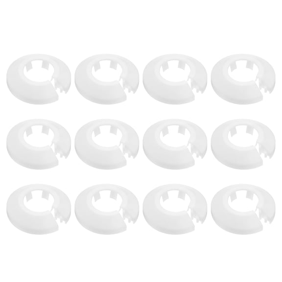12 Pack Flange Water Pipe Cover, 1.8"x 0.8"x 0.5" Plastic Round Pipe Collar Clip-on for 21mm, White