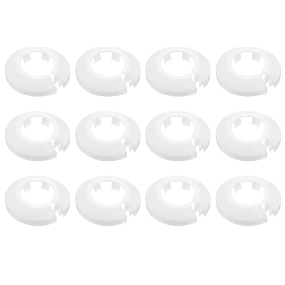 12 Pack Flange Water Pipe Cover, 2.4"x 1.3"x 0.5" Plastic Round Pipe Collar Clip-on for 34mm, White