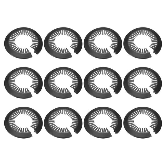 12 Pack Flange Water Pipe Cover, 6.3"x 2.8"x 0.5" Plastic Round Pipe Collar for 70mm, Black