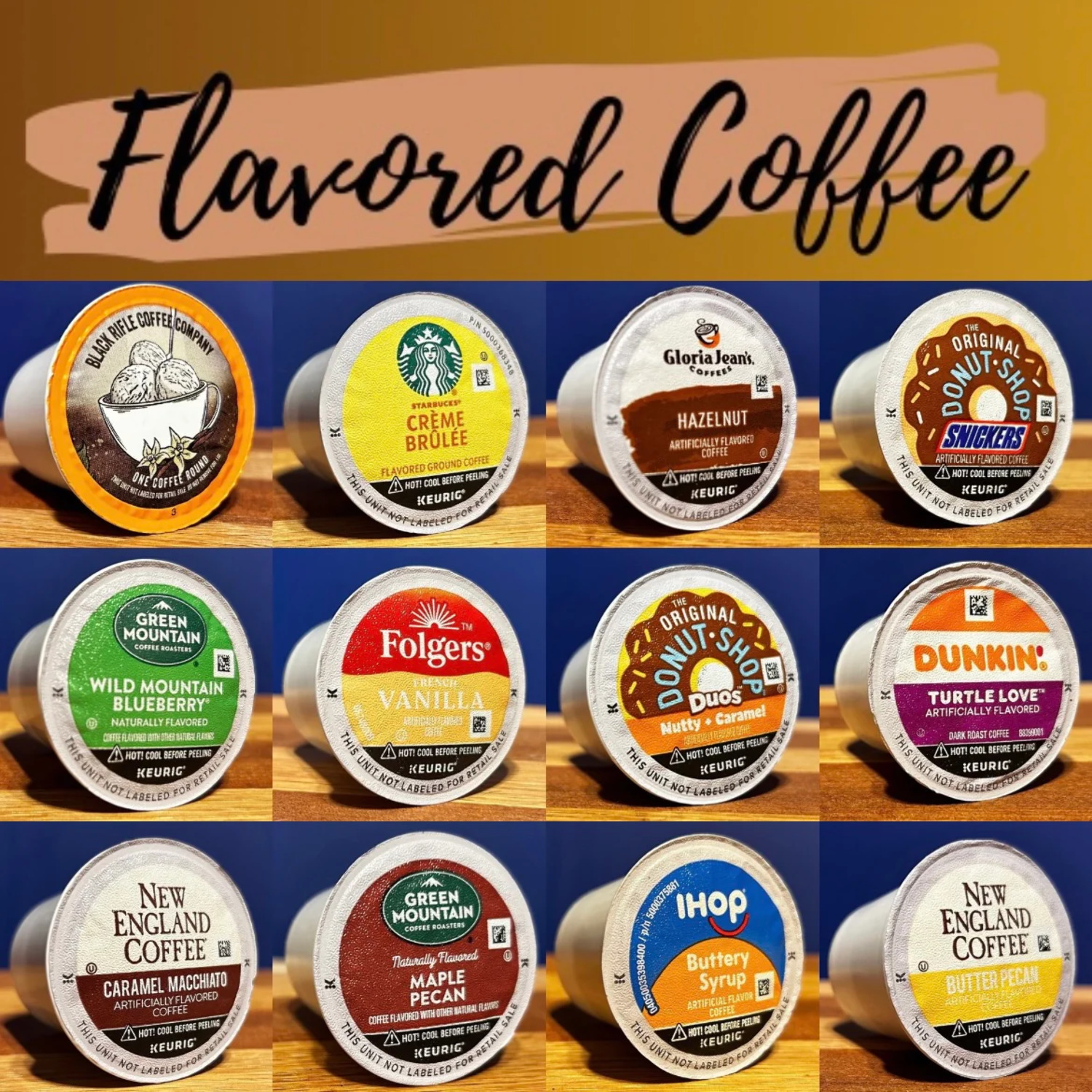 12Pack Flavored Coffee KCups Sample Pack, 12 Different Flavors and