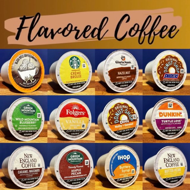12Pack Flavored Coffee KCups Sample Pack, 12 Different Pods